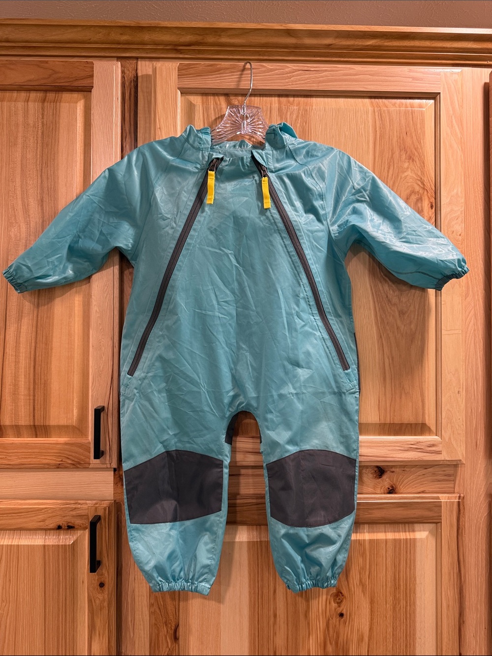 Kids Karbon 24M Teal One-Piece Waterproof Outdoor Rain Suit